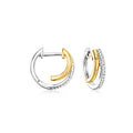 Two-tone sterling silver double-hoop diamond earrings
