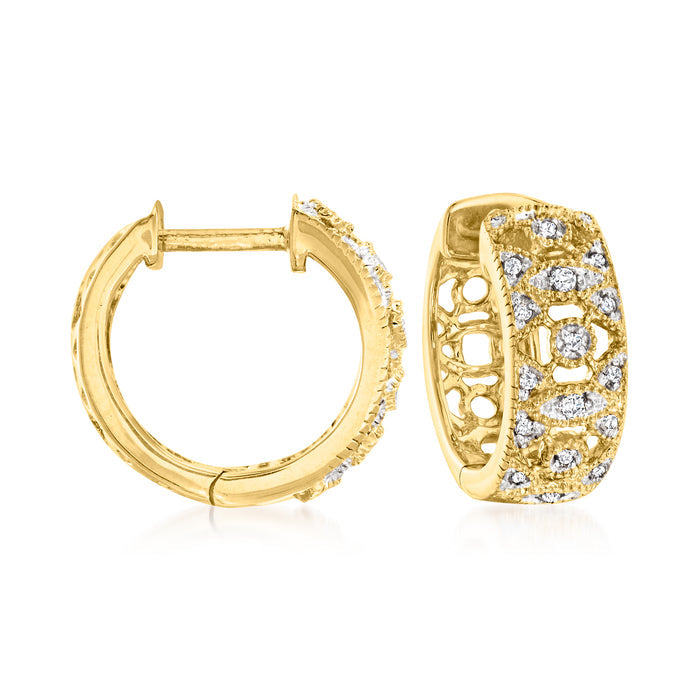 Diamond hoop earrings in 18kt gold over sterling with pavé diamond accents