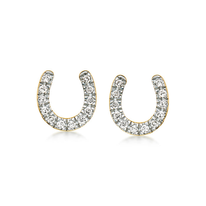 .10 ct. t.w. Diamond Horseshoe Stud Earrings in 18kt Gold Over Sterling