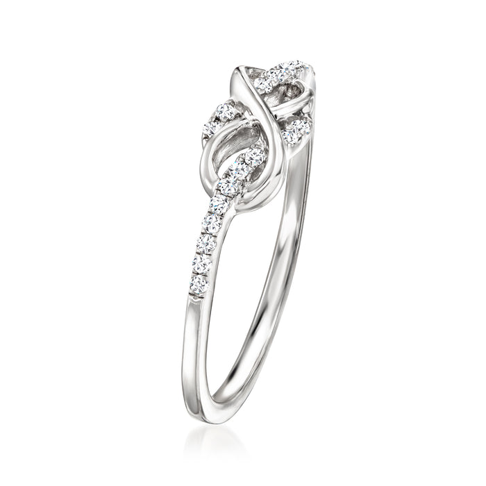 Diamond infinity loop ring in sterling silver