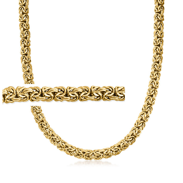 18kt gold-over sterling Byzantine chain necklace, gold-tone link design