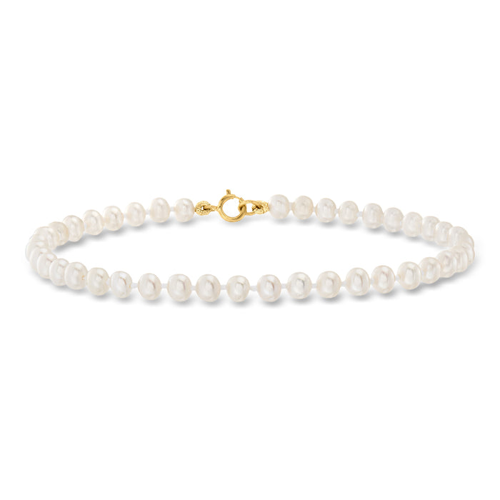 White cultured pearl bracelet with 14kt yellow gold clasp