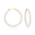 Cultured pearl hoop earrings in 14kt yellow gold, round pearls
