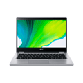 The Acer Spin SP314-54N Laptop features a sleek silver design, black keyboard, and vivid 14" FHD display. Powered by an i5-1035G1 CPU with 8GB RAM, 256GB SSD, and Windows 11 Home—ideal for work or play against any backdrop.