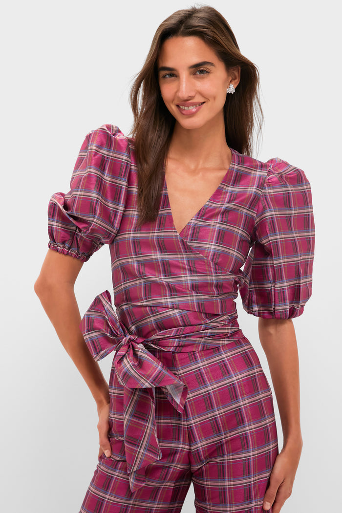 Berry Tartan Scarlett Wrap Top