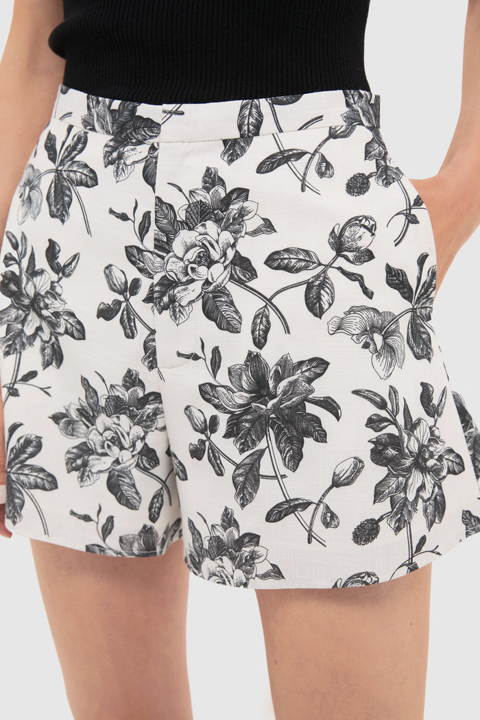 Black & Ivory Floral Hallie Shorts