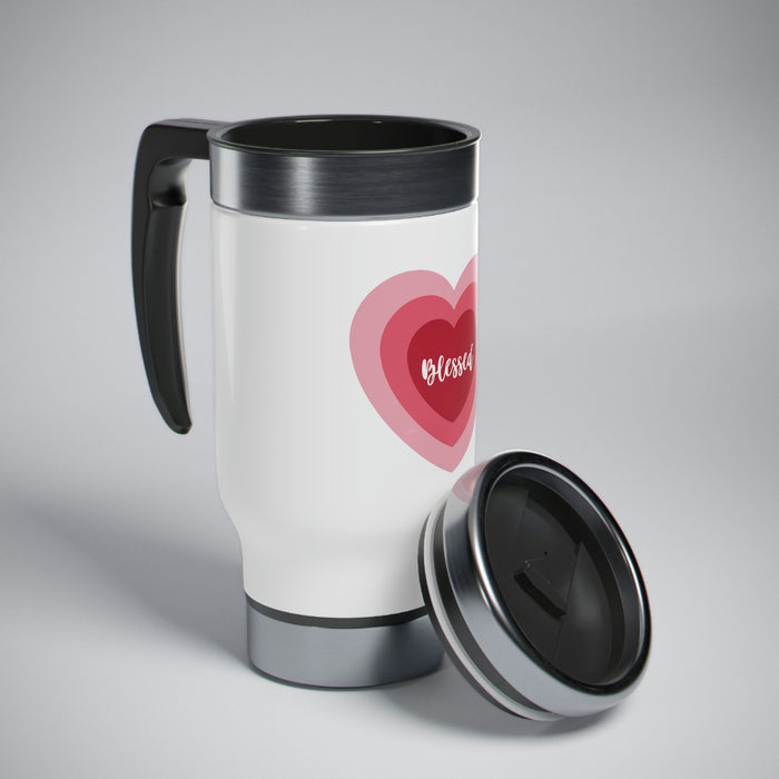 Blessed Heart - Stainless Steel Travel Mug with Handle, 14oz