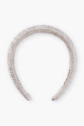 A metallic silver puffy headband with ruched fabric from Loeffler Randall.