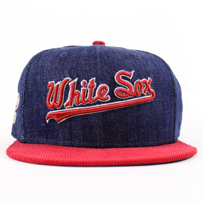 Chicago White Sox New Era Fitted 59Fifty Hat (Denim Scarlet Green Under Brim)