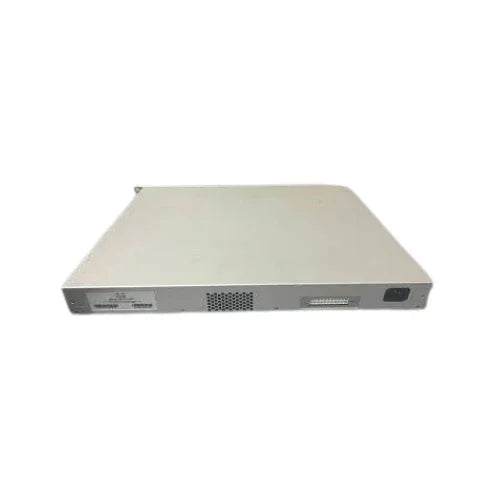 A flat, rectangular Cisco Meraki MS220-48FP 48-Port Gigabit PoE+ Managed Switch (720W, warranty) in silver with multiple ports and rear ventilation grilles, displayed against a plain white background.