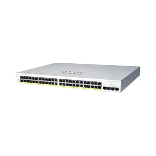 A white Cisco Meraki MS225-48LP 48-port Gigabit PoE+ switch, designed for rack mounting with front-panel ports and the Cisco logo on top, may be available as unclaimed.