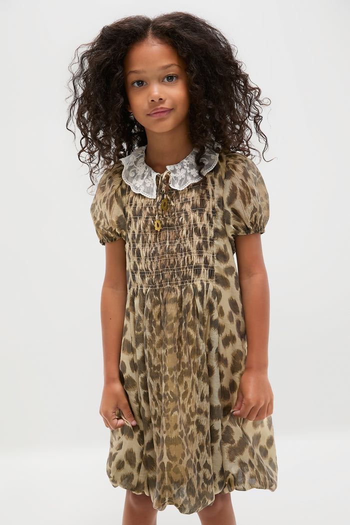 Cream Claude Print Bubble Dress