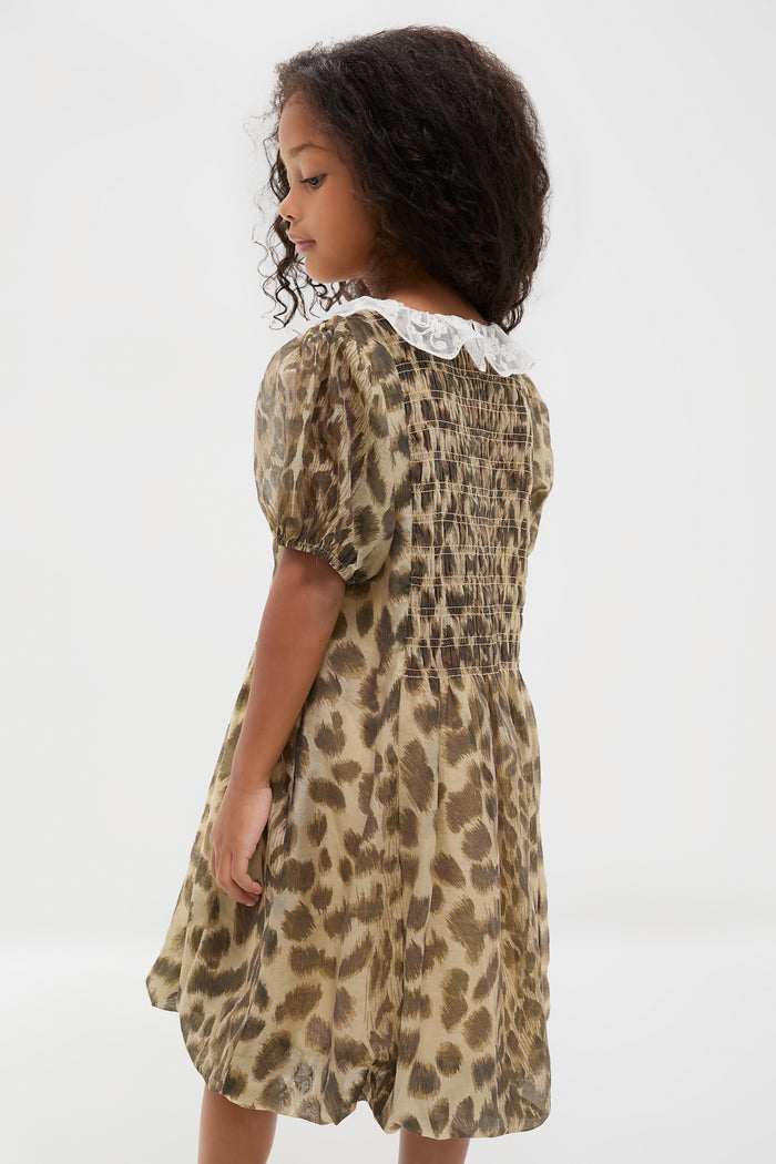 Cream Claude Print Bubble Dress