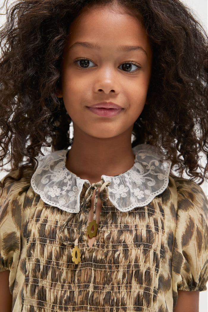 Cream Claude Print Bubble Dress