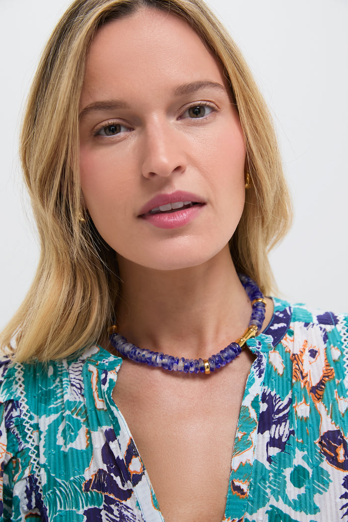 Dark Blue Wave Toga Beach Necklace