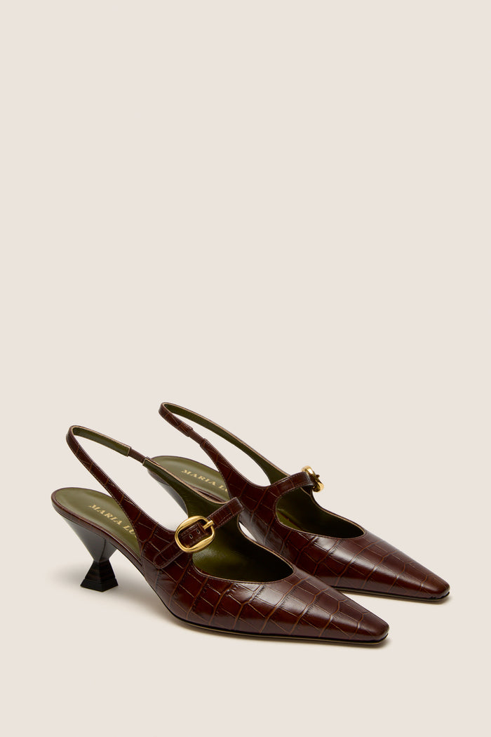 Dark Brown Natalia Sling Back Heels