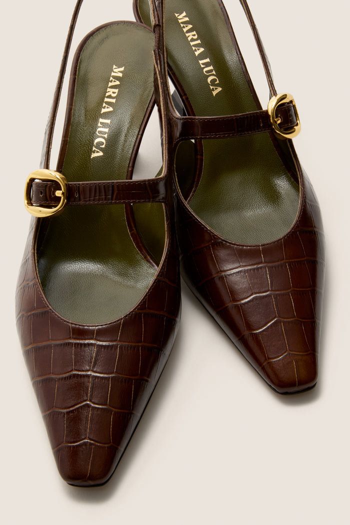 Dark Brown Natalia Sling Back Heels