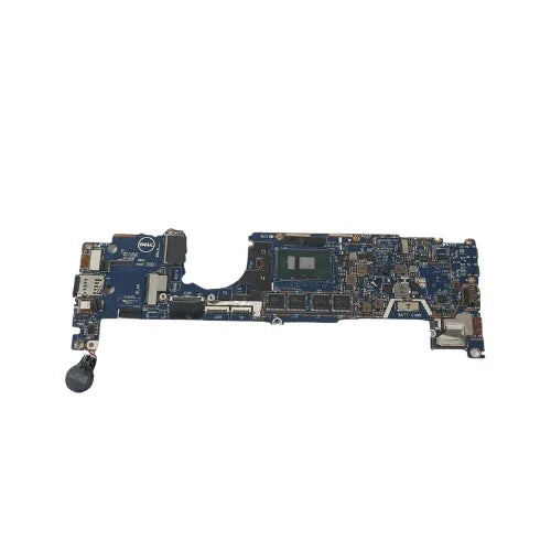 A Dell Latitude 7389 i5 7300U 2.6GHz motherboard (model 4T8FJ) by Dell, showing its electronic components, ports, and connectors on a white background.