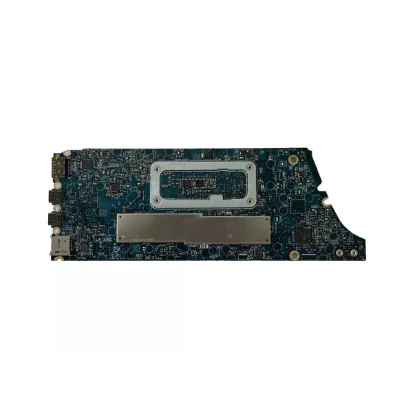 A close-up of a Dell Latitude 7410 i7 10610U Motherboard 8GB YX7GT by Dell displays its electronic components and connectors on a white background, highlighting the quality of refurbished technology.