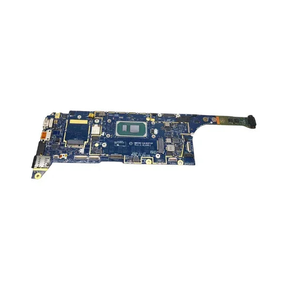 A Dell Latitude 7420 i7 1185G7 16GB Motherboard (RTF12) by Dell is displayed isolated on a white background, showing its circuits, chips, and connectors.