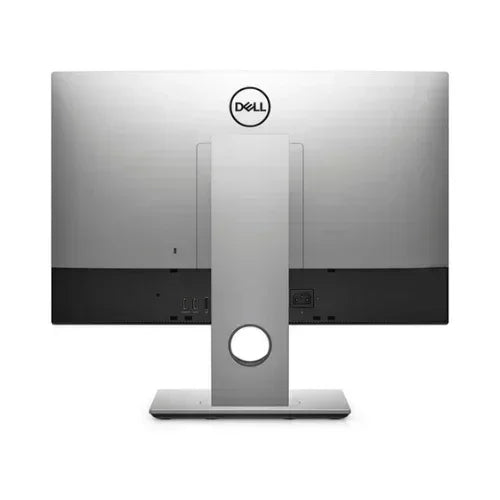 Rear view of a Dell Refurbished OptiPlex 7490 All-in-One Desktop (i5 11500, 16GB RAM, 512GB SSD, WiFi, 23), silver stand. Dell logo at the top; ports and power connectors visible at the bottom. Certified Refurbished.