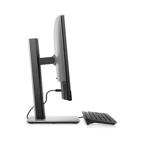 Side view of a Dell Refurbished OptiPlex 7490 AIO with a slim 23 monitor, wireless keyboard, and visible cable on a white background. Features Intel i5-11500, 16GB RAM, 512GB SSD, WiFi, and runs Windows 11 Home.
