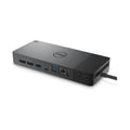 A Dell WD22TB4 Thunderbolt 4 Docking Station with USB-C, HDMI, DisplayPort, Ethernet, and USB 3.0 ports is shown on a white background. The black dock features the Dell logo on top for seamless connectivity.