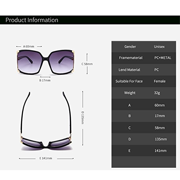 Fashion UV Protection Over-sized Square Sunglasses For Women