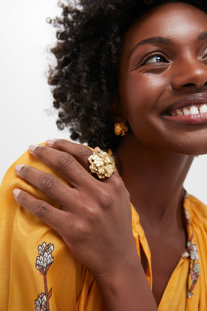 Gold Team Spirit Flower Ball Ring