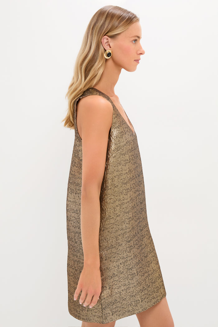 Gold Textured Jacquard Mollie Dress