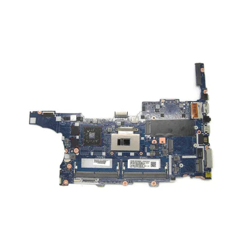 A close-up of the HP EliteBook 850 G3 i7 6600U Motherboard (part 832429-601) from HP shows electronic components, connectors, and chips on its blue surface against a white background.