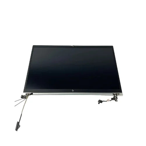 An HP EliteBook 850 G8 15.6" IPS 1920x1080 non-touch display panel assembly with black bezel, cables, and hinges visible, shown against a white background. Certified refurbished and covered by warranty.