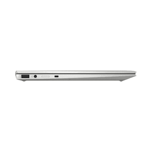 A closed, refurbished HP EliteBook X360 1030 G8 (i5 1135G7, 16GB RAM, 256GB SSD, 13.3" Touch) is shown from the side, displaying its slim profile and ports—combining HP's performance with sustainable technology.