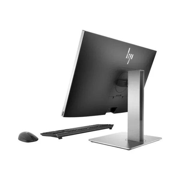 The HP EliteOne 800 G3 All-in-One, featuring an Intel i7-7700, 16GB RAM, 256GB SSD, RX460 graphics, and a 23.8 display in a sleek black and silver design with wireless keyboard and mouse—perfect for productivity.