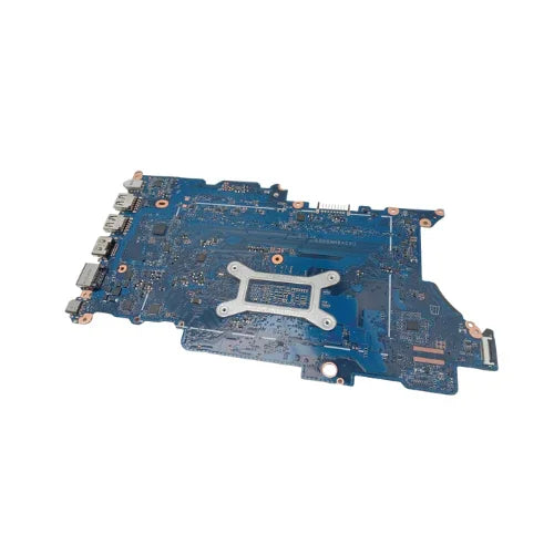 An HP ProBook 450 G7 i5 10210U Motherboard (L78085-601) by HP, featuring multiple ports and connectors—ideal for laptop repair or replacement—shown isolated on a white background.