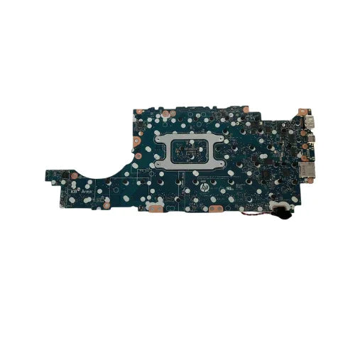 A certified refurbished HP 635 Aero G8 M52739-001 motherboard by HP, designed for AMD Ryzen R5 PRO 5650U processors, features integrated circuits and connectors on a blue-green board with the HP logo near the center. Wty included.