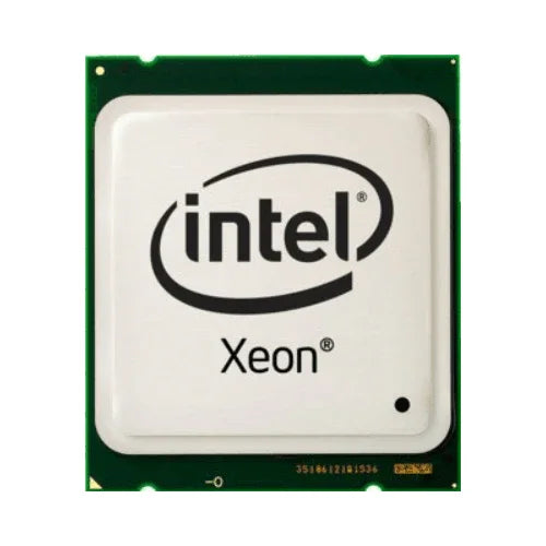 A close-up of a refurbished Intel Ceon E5-1603 V4 Quad Core 2.8GHz CPU, featuring the Intel logo and Xeon branding on the chip, set against a green circuit board background, highlighting support for DDR4 memory.