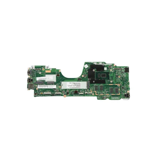 Refurbished Lenovo ThinkPad X380 Yoga i5 8350U 1.7GHz Motherboard (5B20X01197) shown isolated on a white background. Genuine Lenovo part with chips, ports, RAM slots, and processor socket. Includes 3-month warranty.