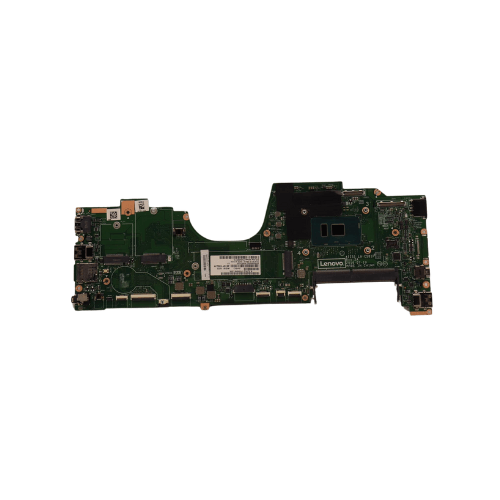 A refurbished Lenovo ThinkPad Yoga 260 i5 6300U 168GB motherboard (01AY778) by Lenovo, featuring multiple ports and components on a green circuit board, isolated on a white background.