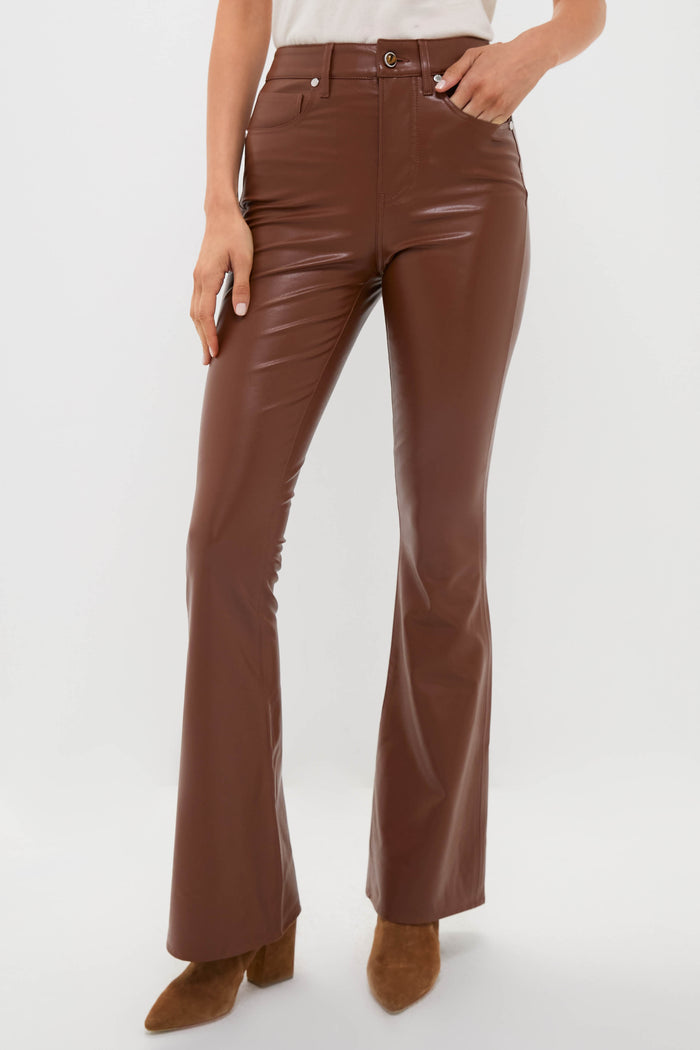 Mahogany Faux Leather Beverly High Rise Skinny Flare