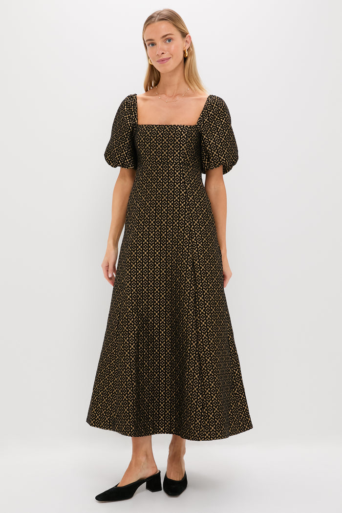 Metallic Brocade Matilda Midi Dress