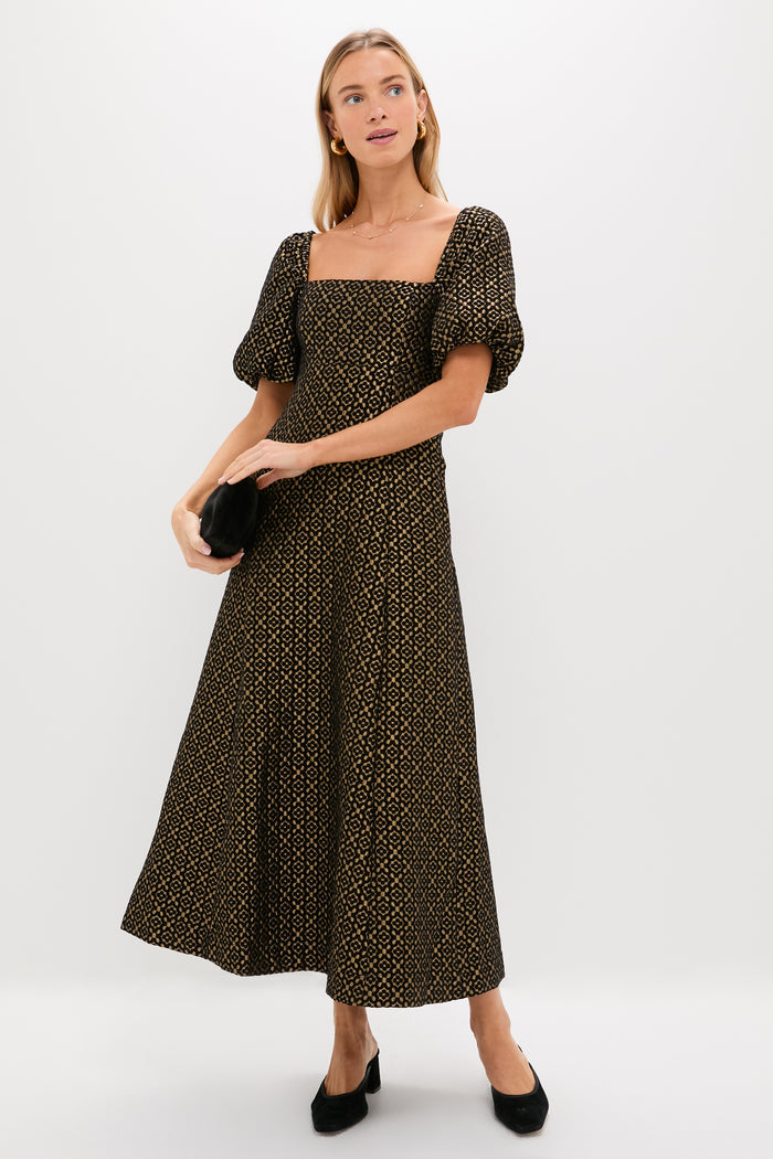 Metallic Brocade Matilda Midi Dress