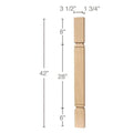 Mission Cam Bar Column, 3 1/2"sq. x 42"h Carved Columns White River Hardwoods