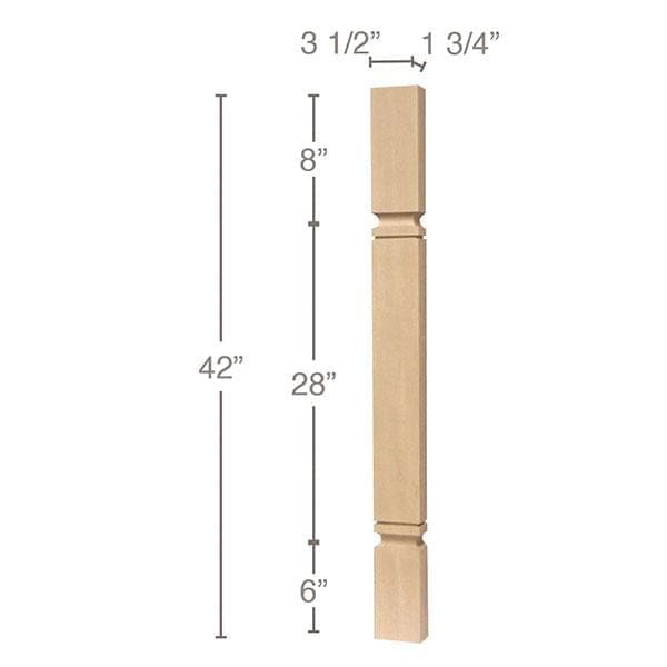 Mission Cam Bar Column, 3 1/2"sq. x 42"h Carved Columns White River Hardwoods
