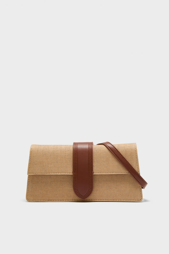Natural Tan Violet Straw Crossbody