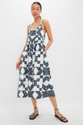 Navy Ana Patchwork Print Tank Dress