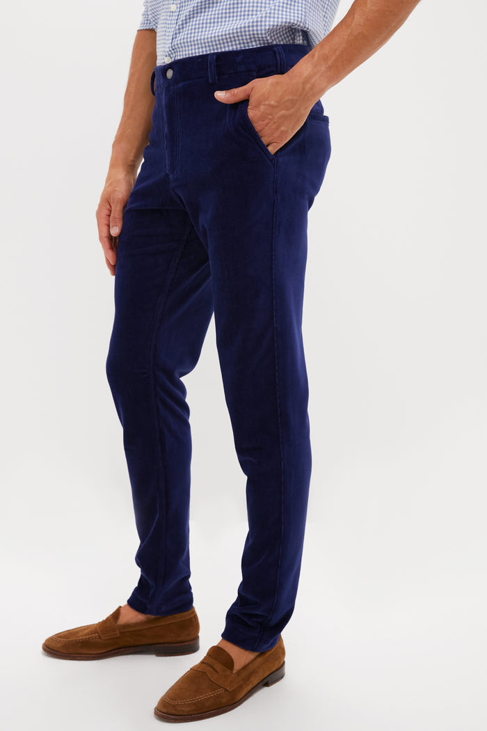 Navy Collins Corduroy Pull-on Trouser (32" Inseam)