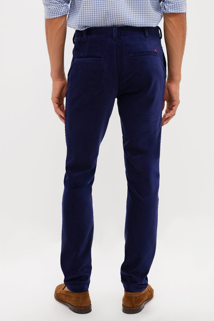 Navy Collins Corduroy Pull-on Trouser (34" Inseam)