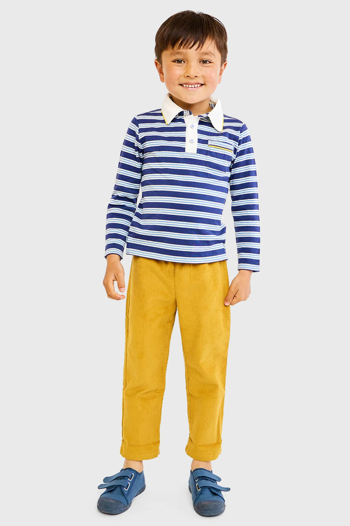 Navy Twin Stripe Parker Polo