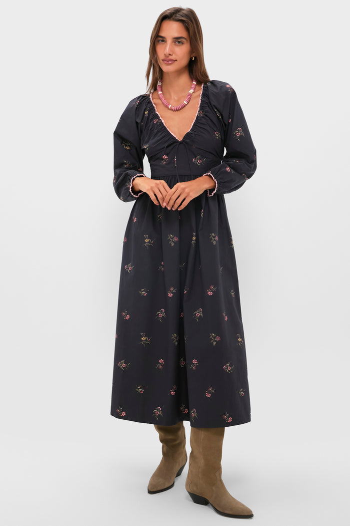 Noir Fleur Eloise Midi Dress